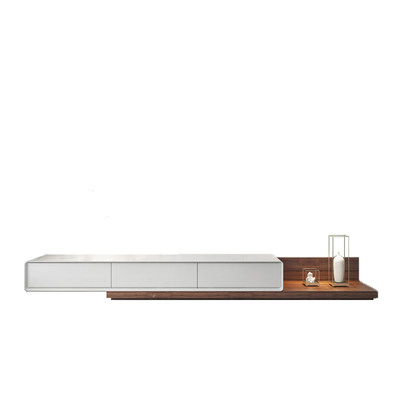 Nordic TV cabinet coffee table combination modern minimalist light luxury small apartment floor cabinet log color retractable TV cabinet