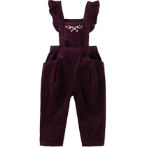 (Same style in the mall) David Bella 2024 Spring New Girls Corduroy Pants Childrens Baby Overalls