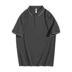 Lapel men's short-sleeved t-shirt men's 2024 new summer ice silk pique thin ins casual half-sleeved bottoming shirt