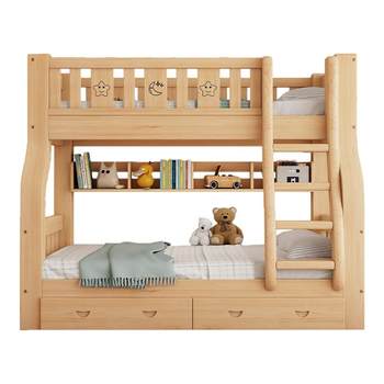 Solid wood bunk bed double height bed