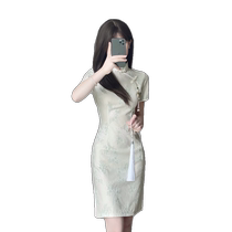 Ting Yueling cheongsam 2024 new spring and summer temperament girl improved version short little dress young style