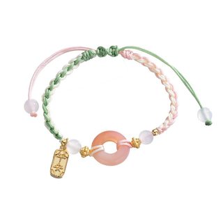 Taozhiyaoyao pink peace buckle bracelet girl's heart color matching high-value peace and joy hand-woven rope bracelet