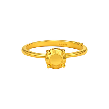 Laomiao gold pure gold round four-claw ring 5g three-dimensional full whitening skin lining versatile extravagant birthday proposal