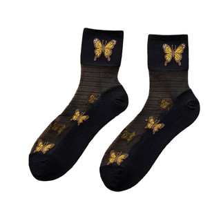 Spring and summer pure cotton bottom ice silk crystal glass stockings