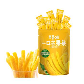 Baicao flavored mango sticks and dried fruit snacks