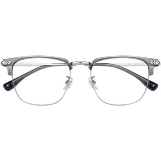 半框眼镜框女超轻纯钛透明灰可配近视镜片钛架复古猫耳眼睛镜架男