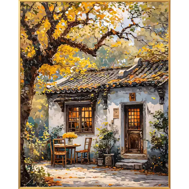 田园风景数字油画diy填充画画填色油彩画丙烯涂色手工手绘装饰画-淘宝