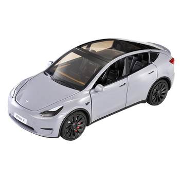 1:24 simulated ລົດໂລຫະປະສົມແບບຈໍາລອງ Tesla modelY ລົດແບບຈໍາລອງເດັກຜູ້ຊາຍໂລຫະປະສົມແບບຈໍາລອງລົດທີ່ມີ pile ສາກໄຟ