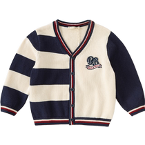 David Bella Childrens Sweater Cardigan 2024 Autumn New Boys Cotton Sweater Boys College Style Jacket