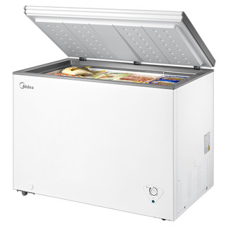 美的301L大容量冰柜家用商用两用冷柜卧式全冷冻冷藏一级官方冰箱