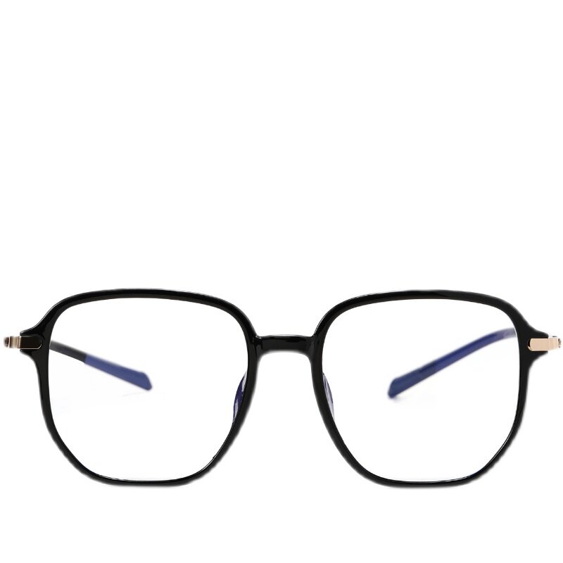 Korean retro multi-sided black frame glasses for women with round faces, casual