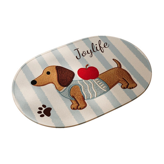 卡通腊肠狗浴室防滑垫厕所门口吸水速干擦脚地毯椭圆卫生间地垫子