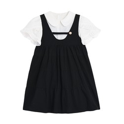 DESIGNER PLUS preppy dress doll collar sweet and cute shirt ສີ​ດໍາ suspender skirt suit skirt