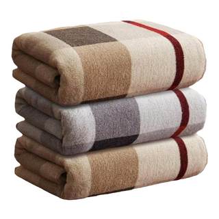 Pure cotton bath towel, thickened, anti-lint, classic plaid pattern