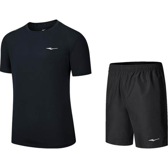 鸿星尔克速干运动套装男夏季男士冰丝跑步运动服爸爸短袖t恤短裤