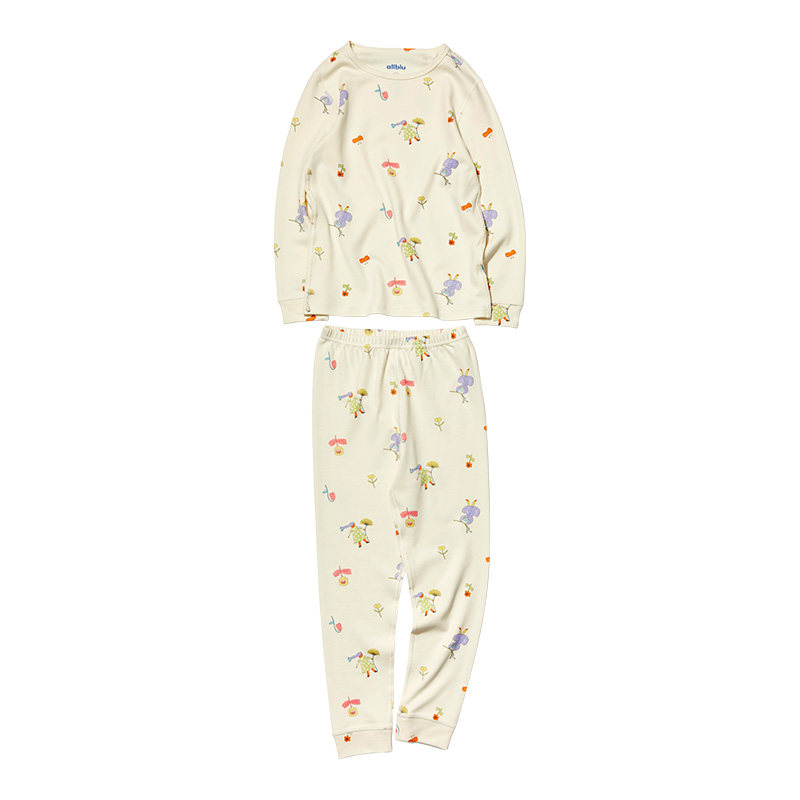 Allblu Youlan Cat Cotton Children's Pajamas Boys and Girls Autumn and Winter Class A Home Clothing Underwear Set