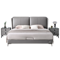 (Brand Flash Sale) Quanyou Home Non-disturbing Double Bed Modern Simple Master Bedroom Leather Bed 116006