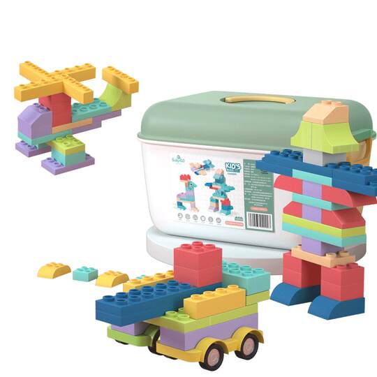 BABYGO婴儿软胶积木可啃咬水煮6个月儿童拼装玩具宝宝大颗粒积木