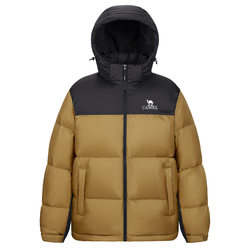 Volcano Down Jacket Camel Men's Short Bread Jacket Men's 2024 White Duck Down Thickened Warm Hooded Windproof Jacket