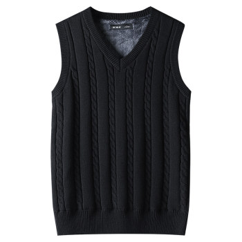 Velvet thickened vest sweater men's new winter warm vest knitted waistcoat sleeveless top inner wear