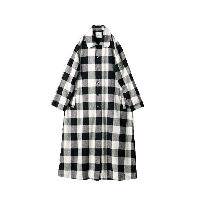 Black and white plaid loose dress shirt skirt versatile
