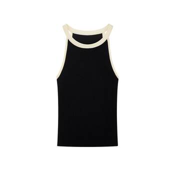 ubras contrasting ສີ knitted halterneck camisole ພາຍໃນແລະພາຍນອກຮ້ອນເດັກຍິງ sleeveless ເທິງສໍາລັບແມ່ຍິງ