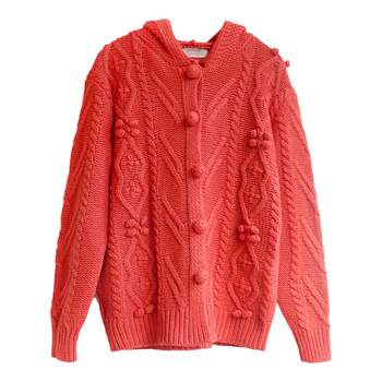 Sailice woolen ວ່າງ handmade ບານຫນາ retro hooded pocket ສອງ sweater knitted cardigan jacket ສໍາລັບແມ່ຍິງ