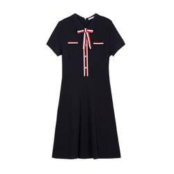 ELLE Active French bow commuting dress ສໍາ​ລັບ​ຜູ້​ຍິງ, elegant ແລະ​ການ​ຫຼຸດ​ຜ່ອນ​ອາ​ຍຸ​, ຊຸດ​ເສື້ອ​ຍາວ A-line ແຂນ​ສັ້ນ