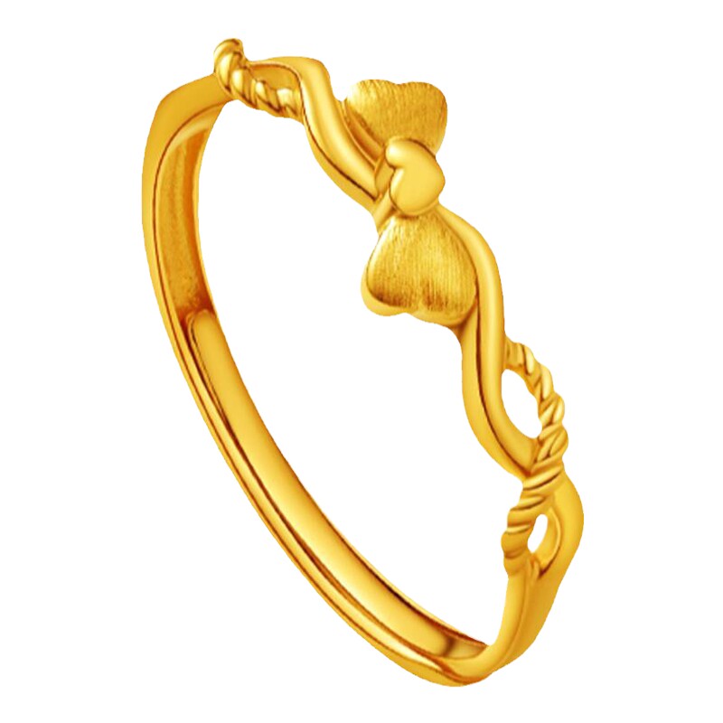 Chinese Valentine's Day gift from the old temple pure gold 999 love bow ring 5G retro fugitive princess giving to daughter