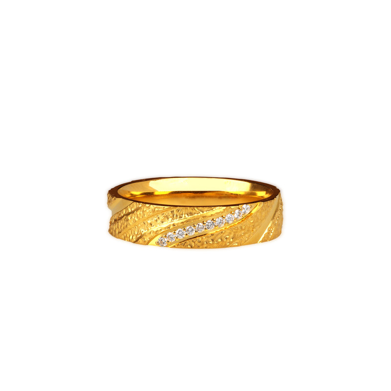 Leyue gold ancient method inlaid with real diamonds Chuanliu Guangnian ring pair ring pure gold 999 men and women couple wedding