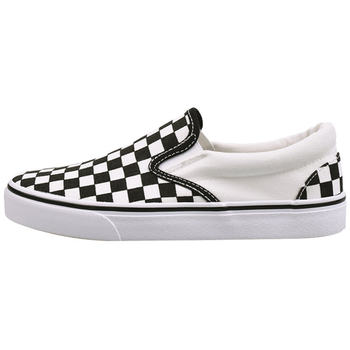 Pull back checkerboard shoes women's canvas shoes 2024 summer popular black and white plaid slip-on shoes for women