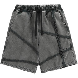 GUUKA Dune Wasteland style shorts men's summer new 420g heavy raw edge splicing five-quarter pants loose