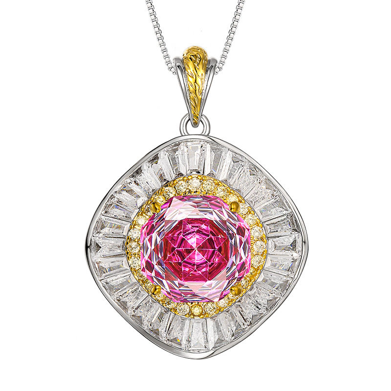 Rose cut pitaya color pendant ring and earring set