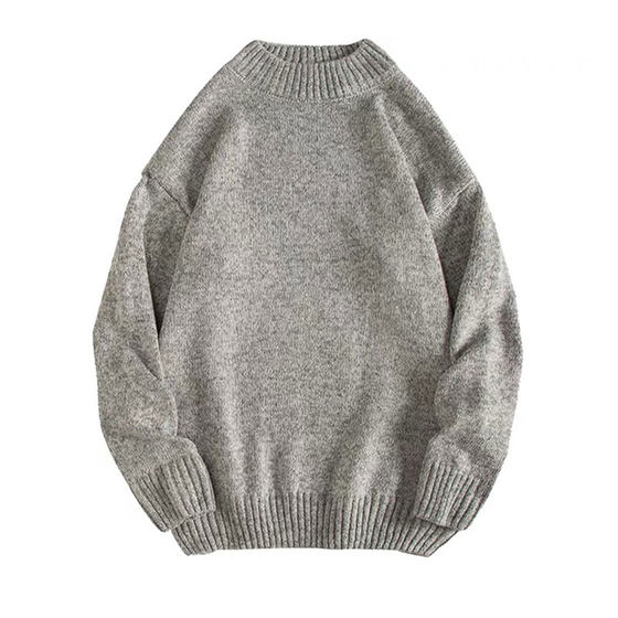 Pure color round neck sweater boys loose couple sweater in autumn and winter trend wild warm bottom shirt ins tide