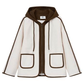 Kuaiyu short women's coat 2025 winter new simple versatile cardigan hooded sweatshirt petite top