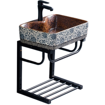 Retro Style détage Lavabo Salle de bain Cabinet Combinaison Petit Type de famille Simple Bracket Integrated Balcony Wash Pool Wash Basin