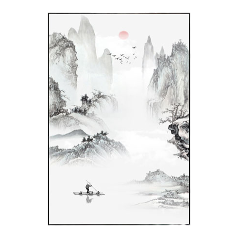玄関装飾画客間水墨山水縦版招财中国風掛け絵 大流行中！ 玄関装飾画客間水墨山水縦版招财中国風掛け絵 絵画