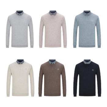 Red bean shirt collar plus velvet fake two-piece sweater for men to keep warm