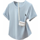 Puppy ແຂນສັ້ນສະນຸກເກີຂອງນາງ embroidered Crew Neck right shoulder T-Shirt