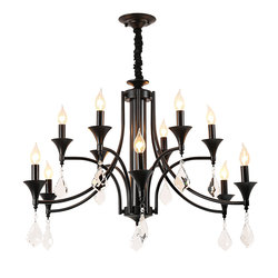 American-Style Chandelier, Retro Living Room, Bedroom, Dining Room, Clothing Store, Staircase, Double-Layer Iron Candle, Light Luxury Crystal Wall Lamp