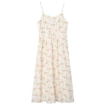 Floral tea break chiffon french romantic purple dress