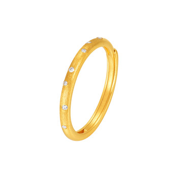 Ming brand jewelry ancient gold star ring pure gold moissanite inlaid brushed ring afm0505-1