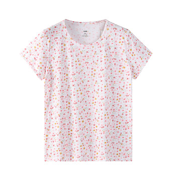 Ab underwear pure cotton middle-aged and elderly undershirt short-sleeved suit women 100% cotton summer mothers can wear home clothes pajamas