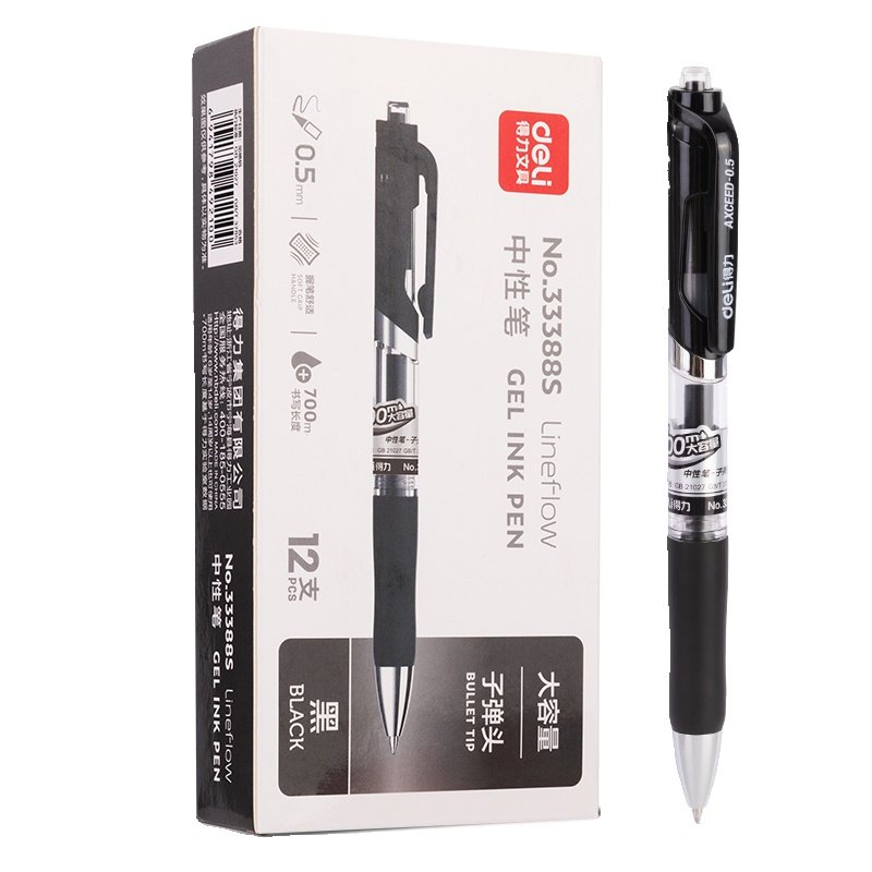 Deli stationery gel pen press pen 0.5 bullet red pen black student advertising pen gift pen lettering business ballpoint pen signature pen smooth exam press large capacity blue red