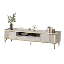 Light luxury TV cabinet coffee table combination modern simple small apartment living room cream white slate high-foot TV base cabinet