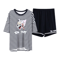 Womens pajamas for women summer 2023 summer new pure cotton short-sleeved can be worn outside home clothes two-piece set