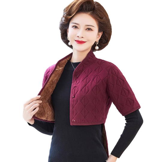 棉护肩女秋冬季睡觉保暖颈椎夹棉小坎肩中老年妈妈装德绒背心