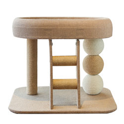 Cat Climbing Frame for Small Apartments, Space-Saving, with Cat Bed, Hemp Rope Scratching Post, Integrated Climbing and Jumping Platform, Scratching Ball, Cat Toy