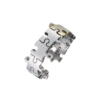 Yuki male and female temperament couple puzzle silver ring