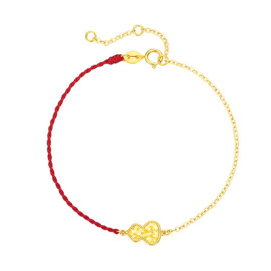 Zhou Dasheng 18k gold flashing gourd red rope bracelet